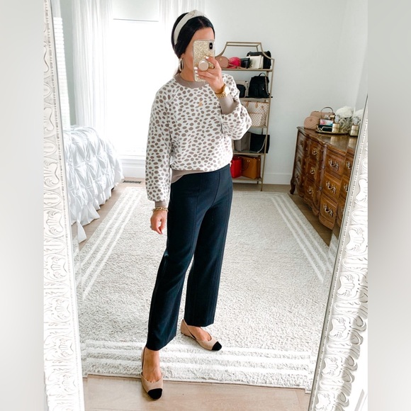 Ann Taylor Leopard Print Wool Blend Round Neck Sweater Size Medium Neutral Color - Picture 7 of 7